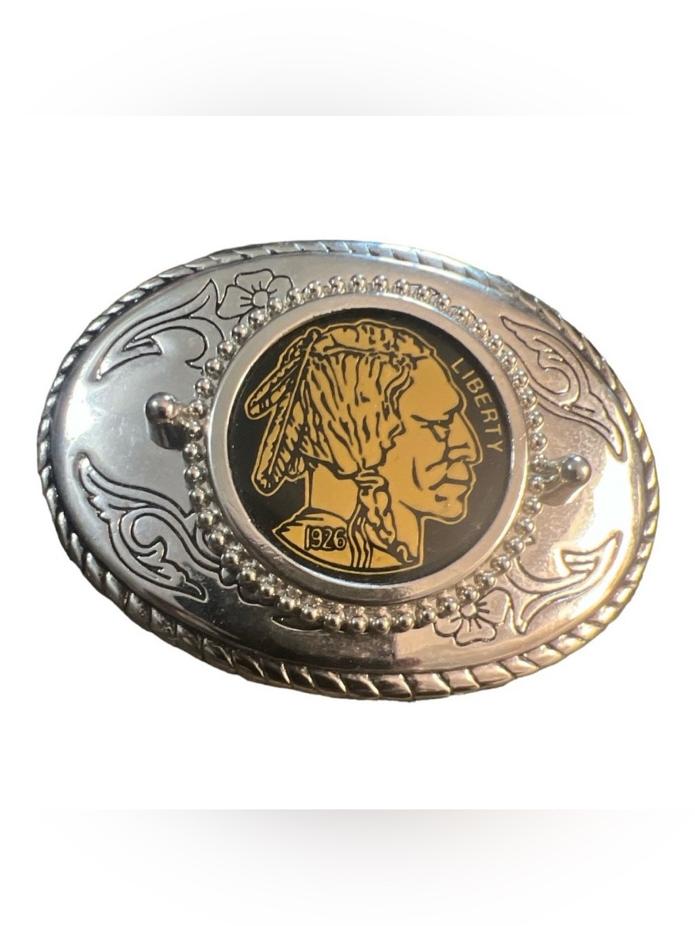Y2K Native American Belt Buckle in Silver Liberty w/Native American Man Profile